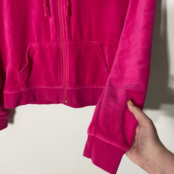 Fashion Nova Hot Pink Y2K Velvet Zip-Up Hoodie Sweatshirt - Picture 5 of 5
